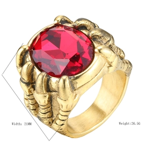 Edelstahl Drachenkralle Ring Für Herren Punk Gothic Stil Großer Facettierter Strass Eingelegt Retro Biker Schmuck Geschenk