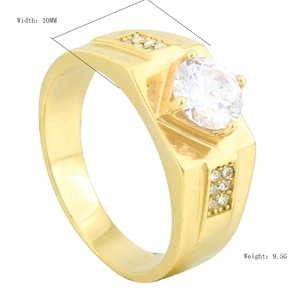 Fashionable men's 10mm gold titanium ring featuring a brilliant round center stone