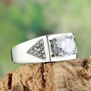 Mode Titanstahl Ring Für Herren Koreanischer INS Stil Großer Runder Strass Geometrisch Poliertes Hochzeitsband Schmuck Geschenk