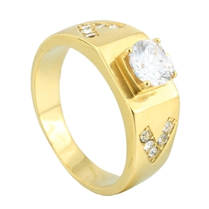 Bague Luxueuse en Acier Inoxydable Avec Strass pour Hommes Design Géométrique en V Bijoux de Mode Accessoire de Mariage