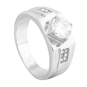 Fashion Men Titanium Steel Ring Round Clear Rhinestone Inlaid Polished Wide Band Trend Jewelry For Men Unisex Gift