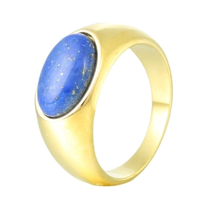 Edelstahl Oval Naturstein Ring Minimalistisch Eingelegt Geometrisch Breites Band Poliert Vintage Mode Schmuck Ring Für Damen Herren