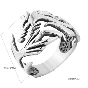 Bague Dragon en Acier Inoxydable Vintage pour Hommes Punk Gothique Tyrannosaure Rex Bague Dinosaure Creuse Bijoux Mode