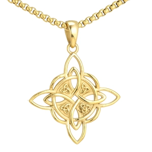 Vintage golden Celtic Witch's Knot pendant necklace with classic box chain for men