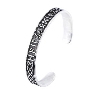 Vintage Thor's Hammer Viking bangle with engraved Odin runes and Celtic knots