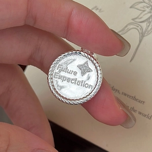S925 Sterling Silver Vintage Star Coin Pendant For Women Round Medallion Necklace Accessory Rhinestone Future Expectation