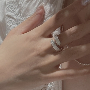 S925 sterling silver minimalist cross texture open ring for women stylish jewelry