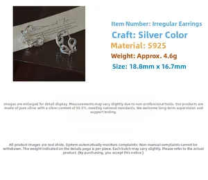 Detail view of S925 sterling silver pig nose earrings showing dimensions and 4.6g weight