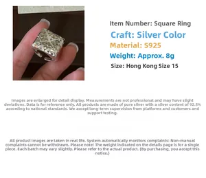Macro detail of S925 sterling silver ring featuring geometric CNC texture and 8g weight
