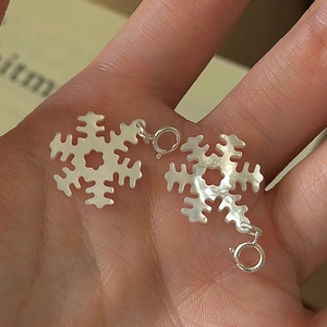Collana Con Ciondolo A Fiocco Di Neve Argento Sterling 925 Madreperla Bianca Stile Coreano Minimalista Gioielli Eleganti