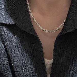 Elegant S925 sterling silver galaxy braided snake chain necklace for women on model