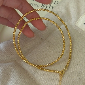 Collier en Argent Sterling S925 avec Perles Facettées Découpées au Laser Minimaliste Vintage Style Coréen Ras du Cou Bijoux