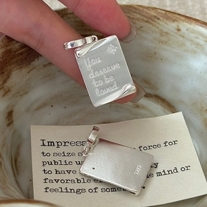 Retro S925 sterling silver book pendant engraved with You deserve to be loved
