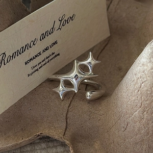 Minimalist S925 sterling silver open ring with three consecutive North Star motifs