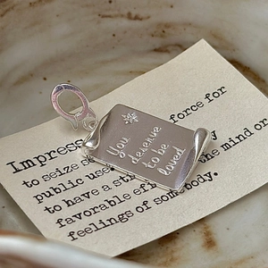 S925 sterling silver rectangular pendant engraved with You deserve to be loved and star icon