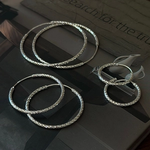 Orecchini a Cerchio in Argento Sterling 925 Vintage Luccicanti Geometrici Intagliati Strutturati per Donna Gioielli per Orecchie alla Moda Personalizzati