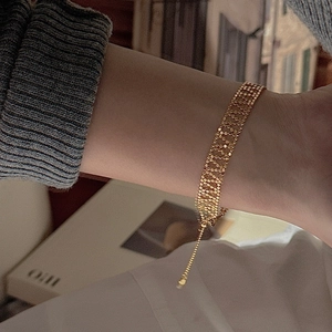 Verstellbares goldenes Gitter-Armband aus S925 Sterlingsilber mit Schiebeverschluss