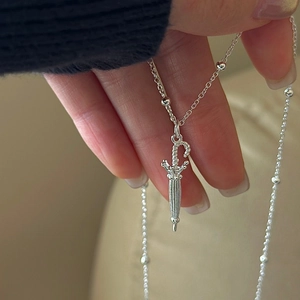 S925 sterling silver umbrella pendant necklace featuring a delicate beaded chain design