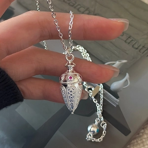 925 Sterlingsilber Retro Konus Anhänger Halskette Strass Eingelegt Hohl Design Vintage Boho Schlüsselbeinkette Für Damen