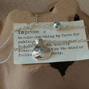 S925 sterling silver turquoise necklace with pitcher pendant on minimalist card