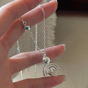 Vintage 925 Sterling Silver Geometric Crystal Pendant Necklace For Women Minimalist Clavicle Chain Jewelry Gift Daily Wear