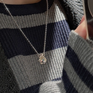 S925 sterling silver turquoise vase pendant necklace shown on a model neck