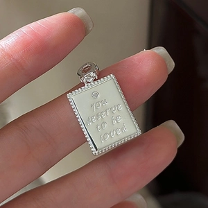 925 Sterling Silver Rectangle Inscription Pendant Necklace For Women You Deserve To Be Loved Rhinestone Beaded Minimalist Jewelry