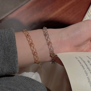 Elegant s925 silver lace bracelets with amber beads in gold and silver finish