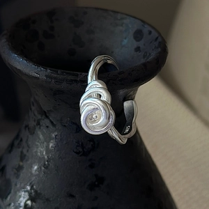 Retro handmade knot S925 sterling silver adjustable open ring with a vintage finish