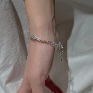 Handcrafted S925 sterling silver braided bracelet with adjustable chain on wrist