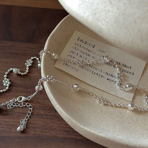 Collier en argent S925 avec perles laser et petit pendentif en forme de cœur