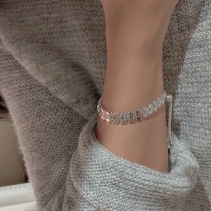 925 Sterling Silver H-Link Adjustable Bracelet For Women Minimalist Geometric Sliding Bolo Clasp Chain Bracelet Korean Jewelry