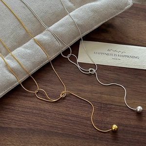 925 Sterling Silver Snake Chain Necklace Vintage Y-Shaped Bead Pendant Clavicle Chain Minimalist Jewelry Gift For Women