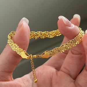 Bracelet élégant en argent S925 doré avec fermoirs coeur et chaîne d'extension tressée