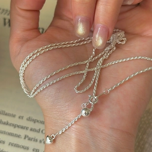 Minimalist 925 Sterling Silver Twist Rope Chain Necklace Women Adjustable Bolo Slider Heart Charm Korean Fashion Jewelry