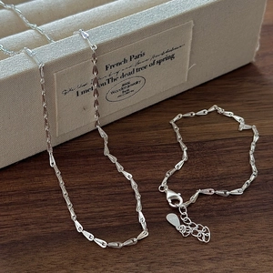 Ensemble bracelet et collier minimalistes en argent sterling S925 avec fermoir mousqueton