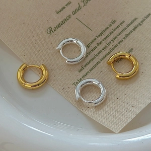 Boucles d'Oreilles Créoles Rétro Minimalistes en Argent Sterling 925 pour Femmes Boucles d'Oreilles Huggie Rondes Géométriques Or Argent Électroplaqué Bijoux Mode Cadeau