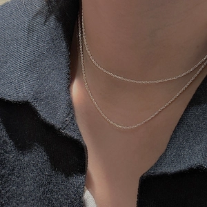 Minimalist S925 sterling silver double layer rope chain necklace for women jewelry