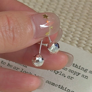 Boucles d'oreilles pendantes en argent sterling S925 avec boules métalliques à facettes CNC
