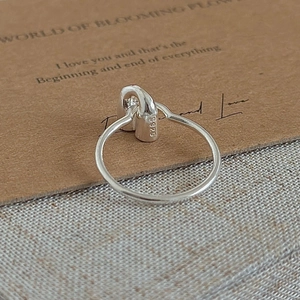 S925 sterling silver U-shaped ring with thin band and engraved material stamp