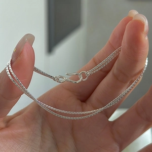 925 Sterling Silver Double Layer Bracelet For Women Minimalist Vintage Chain Bracelet With S-Hook Clasp Korean Fashion Jewelry