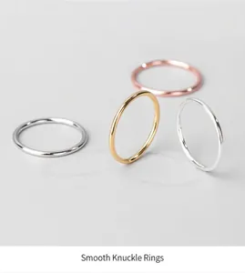Anelli da nocca minimalisti in argento, oro e oro rosa con sottili fasce lisce