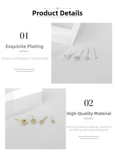 Orecchini a perno in argento S925 oro e argento in quattro diverse dimensioni e finiture