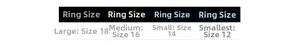 Guide des tailles pour bagues en argent S925 avec dimensions grandes et petites