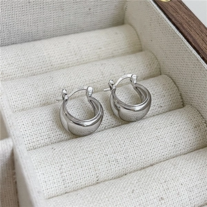 925 Argent Sterling Boucles d'Oreilles Anneaux Ronds Minimaliste Poli Large Huggie Boucles d'Oreilles pour Femmes Bijoux Mode
