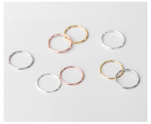 Anelli sottili in argento sterling S925 con finiture lucide in oro argento e oro rosa