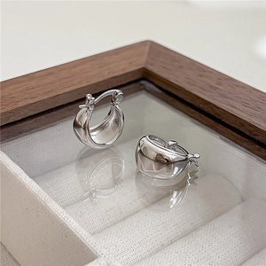 Boucles d'oreilles créoles épaisses en argent sterling S925 avec fini poli brillant