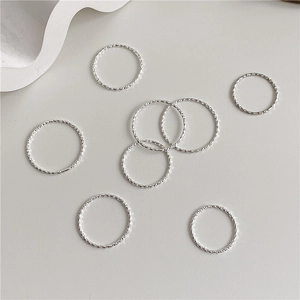 Set of 7 silver S925 rings with hammered texture for stacking and minimalist styling