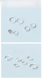 Vue détaillée du lot de créoles en argent sterling S925 en diverses tailles et diamètres