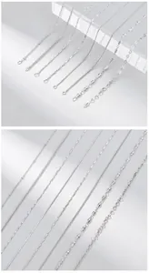 Detailed view of multiple S925 sterling silver chain styles including snake and cable links
